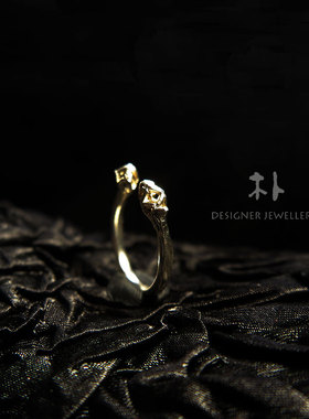 当代首饰手工银开口艺术骨尾戒