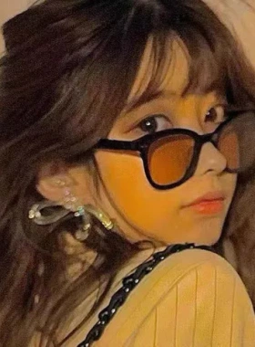 眼镜太阳镜网红新款肖战偏光gm墨镜黄色gm男女新款小框同款黄片