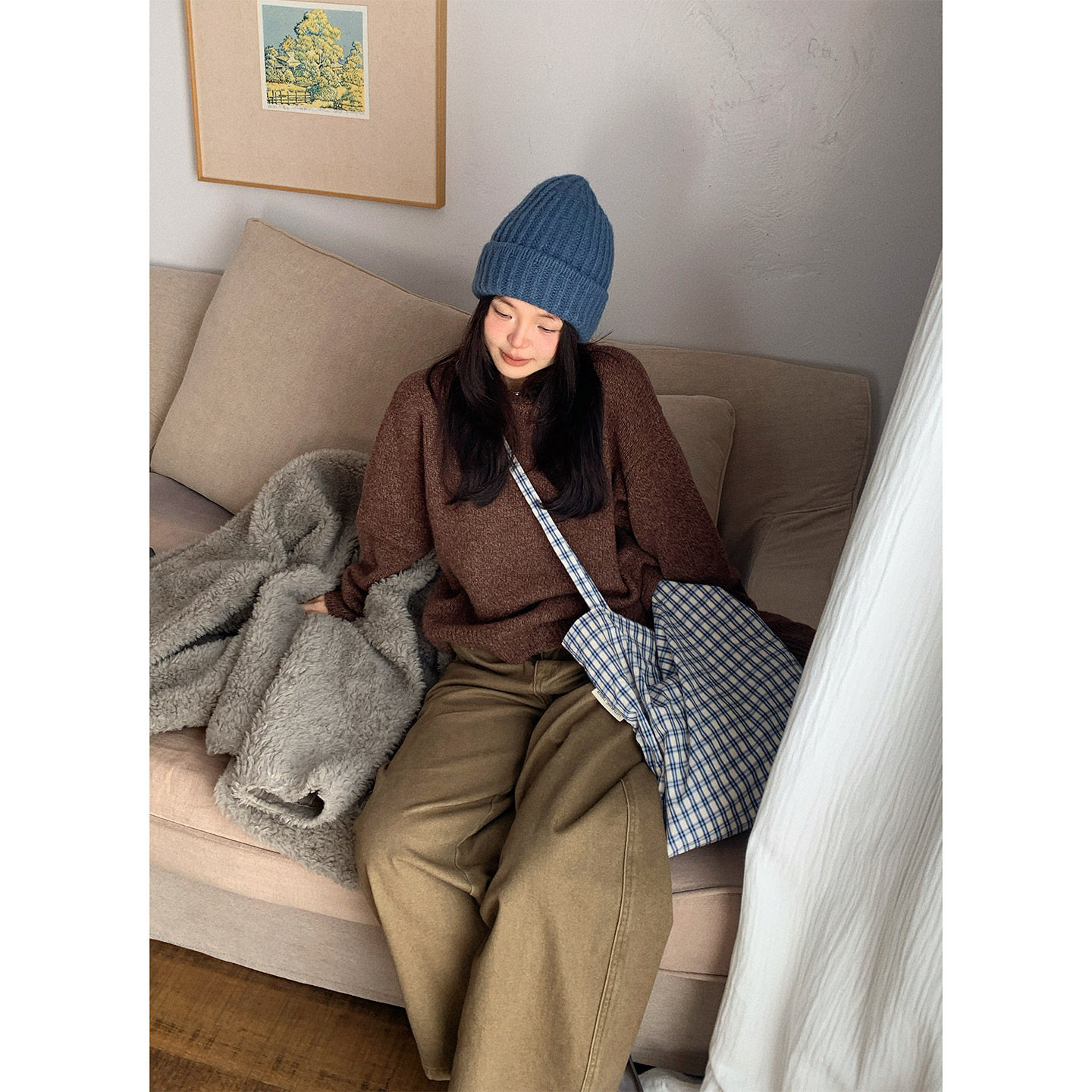 一三良品小个子 复古羊毛拉绒软糯温柔针织衫杂色韩系毛衣女冬短,淘宝优惠券,粉丝福利购,淘宝优惠卷