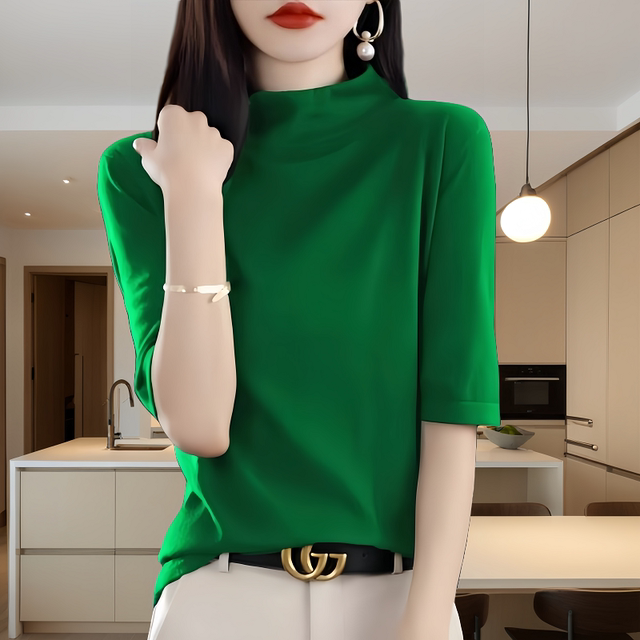 Bottoming shirt for women in spring, autumn and winter, thin mid-sleeve T-shirt top, new style, light and mature style, red zodiac year sweater