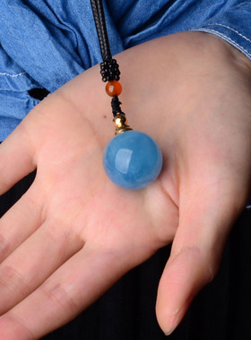 天然海蓝宝补水女男冰种礼物吊坠