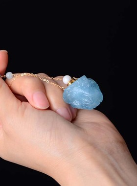 纯天然精油瓶吊坠男冰种蓝色水晶