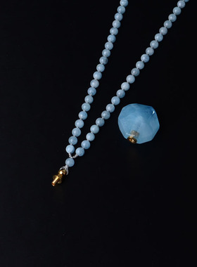 天然海蓝宝精油瓶女男冰种吊坠