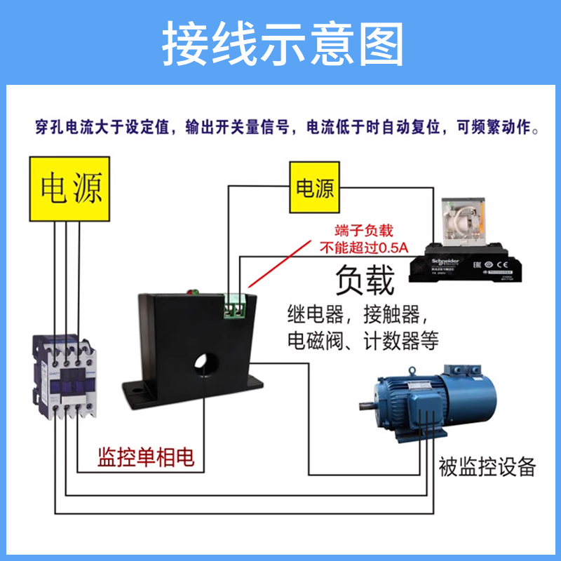 丰七牌m3050电流感应开关交流检测继电器互感器联动传感器感应器 - 图0