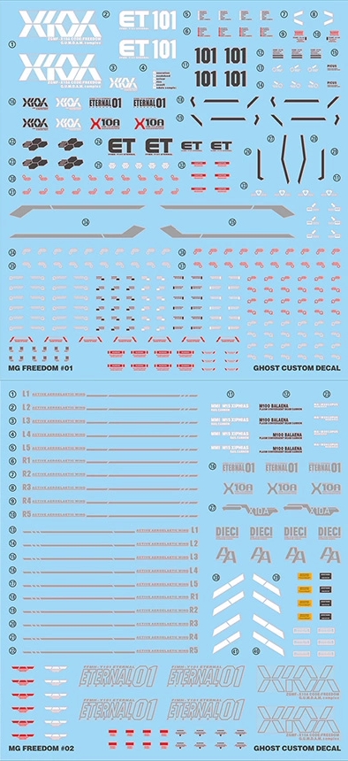 炎 GHOST版 MG 1/100自由2.0荧光水贴 ZGMF-X10A高达模型水帖-图3