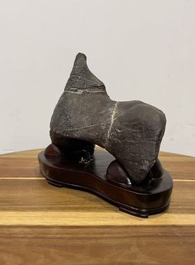 天然灵璧石摆件过桥避雨 意境山形原石头书桌办公桌玄关装饰摆件