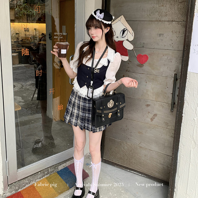 Preppy style ປອມ vest ສອງສິ້ນ, ເສື້ອແລະຊຸດກະໂປງ