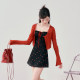 ຊຸດເສື້ອ cardigan ດອກ suspender ສອງສິ້ນ