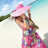 Складная пляжная соломенная шапка на солнечной энергии с бантиком