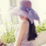 Складная пляжная соломенная шапка на солнечной энергии с бантиком