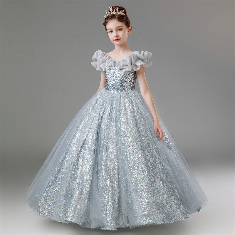 儿童礼服主持人亮片闪亮生日女童公主裙模特走秀钢琴演出服高级感,淘宝优惠券,粉丝福利购,淘宝优惠卷