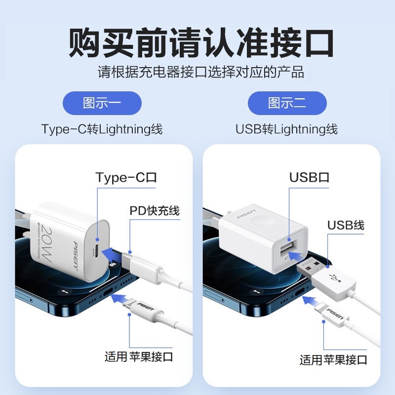 品胜数据线套装适用苹果充电线快充20w插头pd快速13Pro Max手机X小头11器18头平板ipad14短XR认证8plus加长12 - 图2