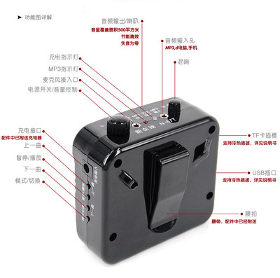 新在线N87T扩音器教学腰挂教师老师专用上课话筒便携式随身大功率 - 图1