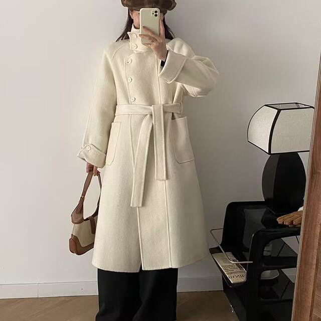 羊毛长款气质垂感羊绒外套2025秋冬新款羊毛呢大衣女中长款外套