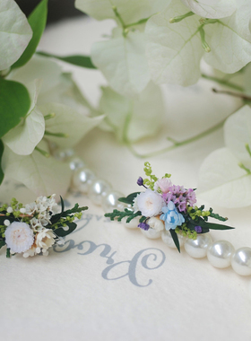 森系婚礼求婚莫奈花园 永生花对戒戒指