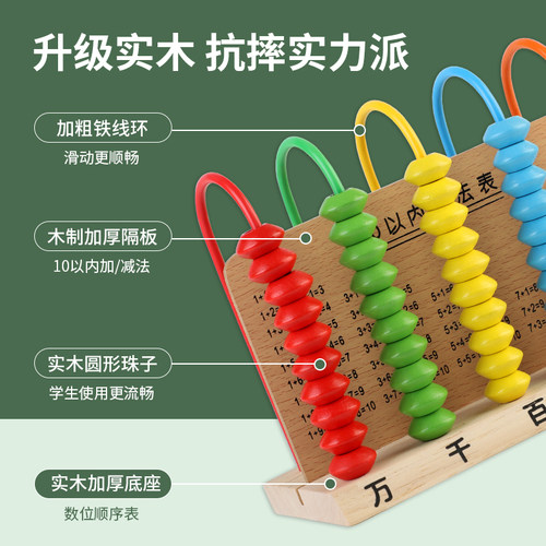 五档计数器小学生二一年级下册四年级数学教具拨珠算数算术万位架 - 图3