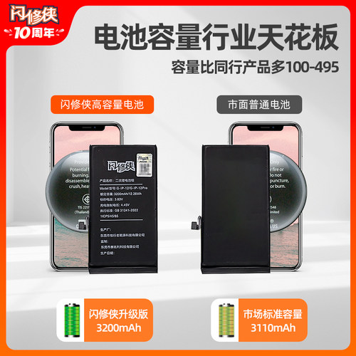 [国家3c认证]闪修侠苹果14promax电池更换服务大容量iphone13手机 - 图1