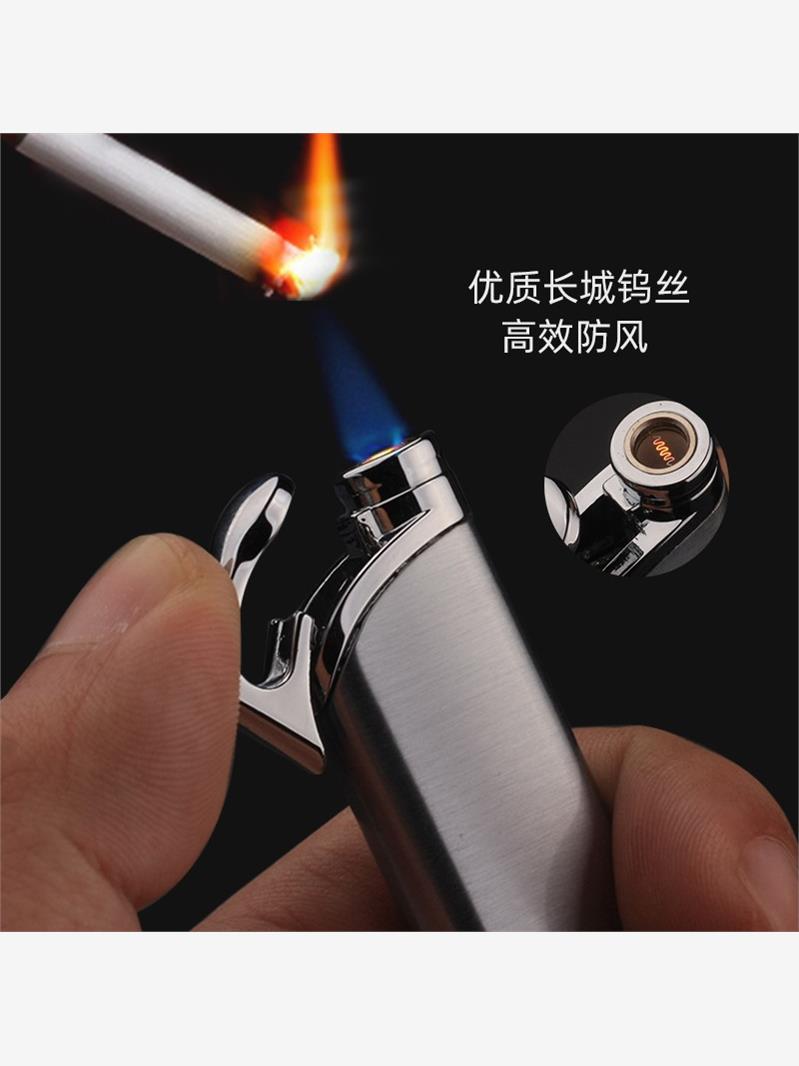 超薄小巧充气防风打火机长条可视气窗女士点烟器定制刻字广告logo - 图0