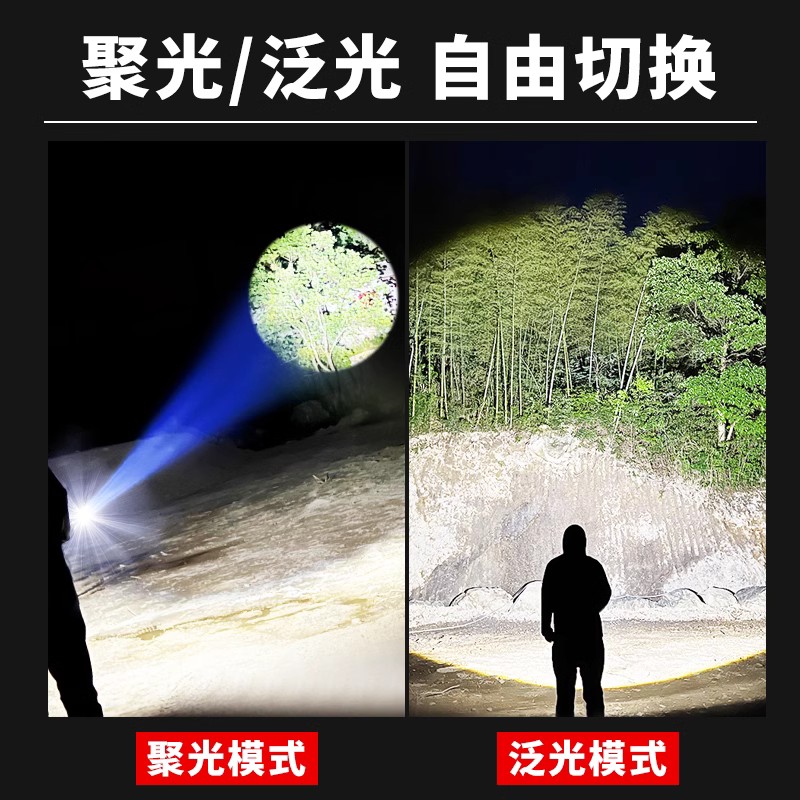 手电筒强光充电超亮户外家用迷你小便携工作灯多功能远射儿童耐用