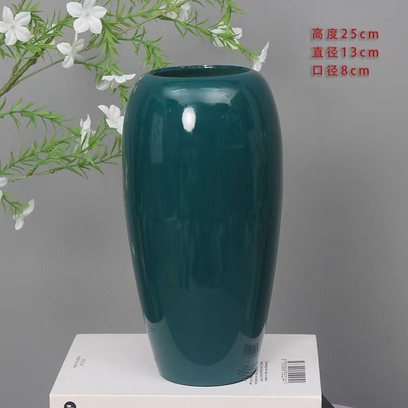 简约仿陶瓷树脂花瓶摆件客厅插花瓶银柳干花红色发财果仿真花专用