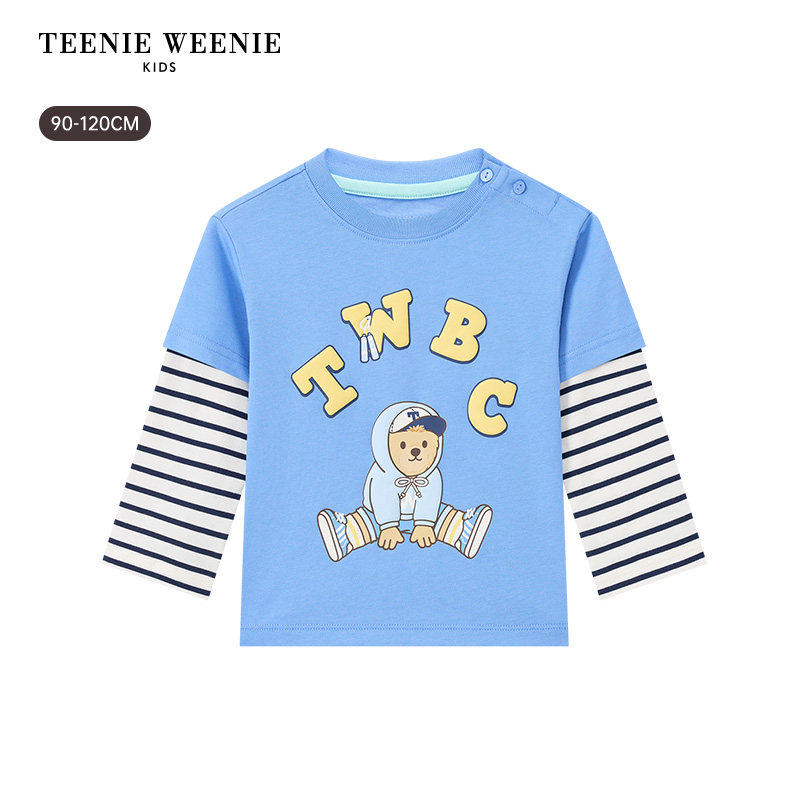 TeenieWeenie Kids小熊童装26年新款男宝宝可爱纯棉印花假两件T恤,淘宝优惠券,粉丝福利购,淘宝优惠卷