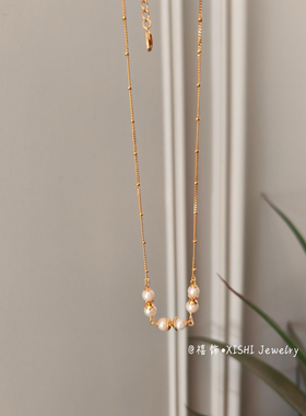 「禧饰」S925纯银镀18k真金珍珠项链高级感赫本复古风项链