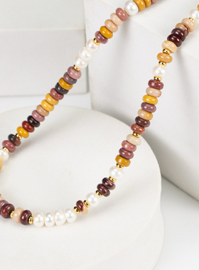 「禧饰」落日飞盘串珠项链高级设计感轻奢锁骨链