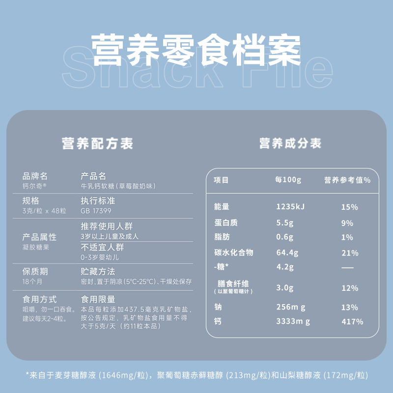 钙尔奇儿童钙软糖牛乳钙草莓软糖48粒青少年高钙低糖零食官方正品 - 图1