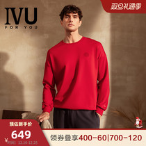 Anlifangs IVU mens life red sweatshirt round collar long sleeve cotton comfortable blouse UF00113