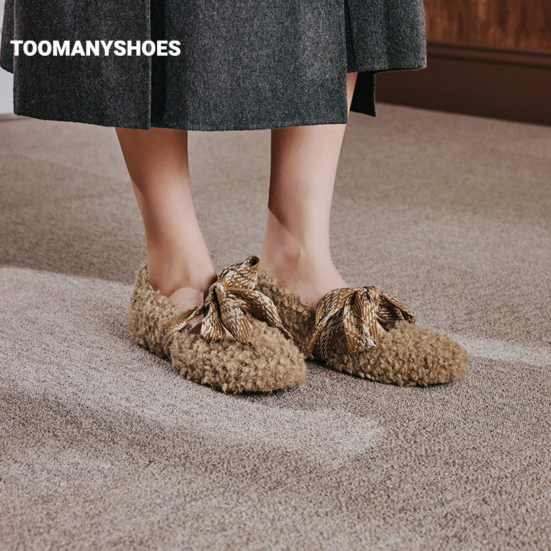 【曹颖直播间】Toomanyshoes毛毛鞋卷毛小羊一脚蹬豆豆鞋,淘宝优惠券,粉丝福利购,淘宝优惠卷
