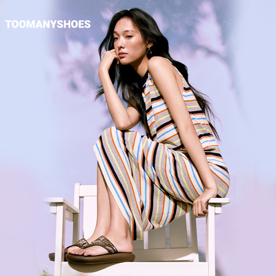 Toomanyshoes26夏新款嬉皮士波西米亚度假风凉鞋女厚底沙滩人字拖