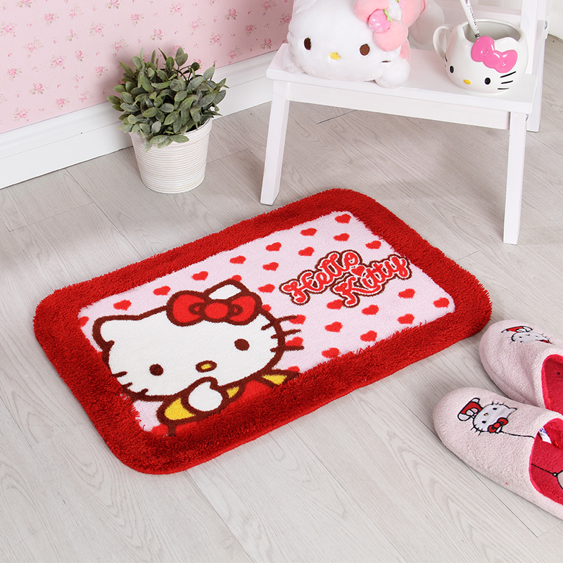 Hello Kitty系列正品卡通地墊 臥室門墊絨面地毯浴室防滑墊 腳墊