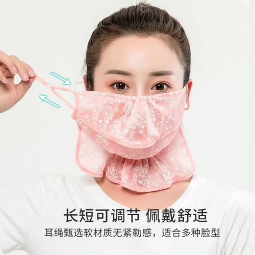 冰丝口罩女夏季防晒防紫外线轻薄款透气户外骑行开口防晒面罩遮脸 - 图0