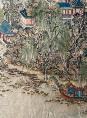 仿古玩收藏古董国画名家字画中堂画横幅四条屏客厅装饰画十二禁图