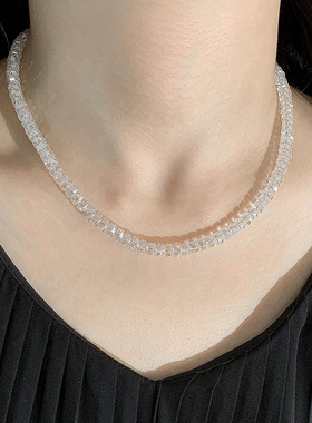 施家转运珠爆闪水晶项链女奥地利