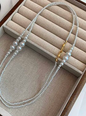 独特长款毛衣链法式施家澳白色