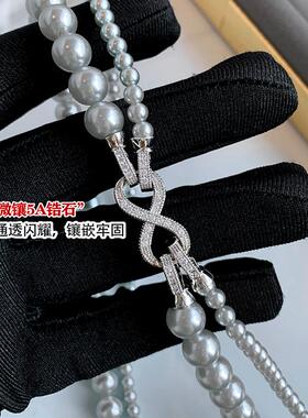 法式澳白珍珠项链女小众双层叠戴