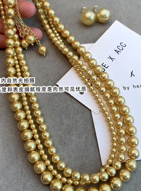 茶金色珍珠项链女气质小众施家