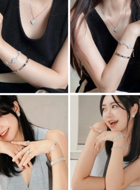 轻奢锆石女纯银幸运锁骨链