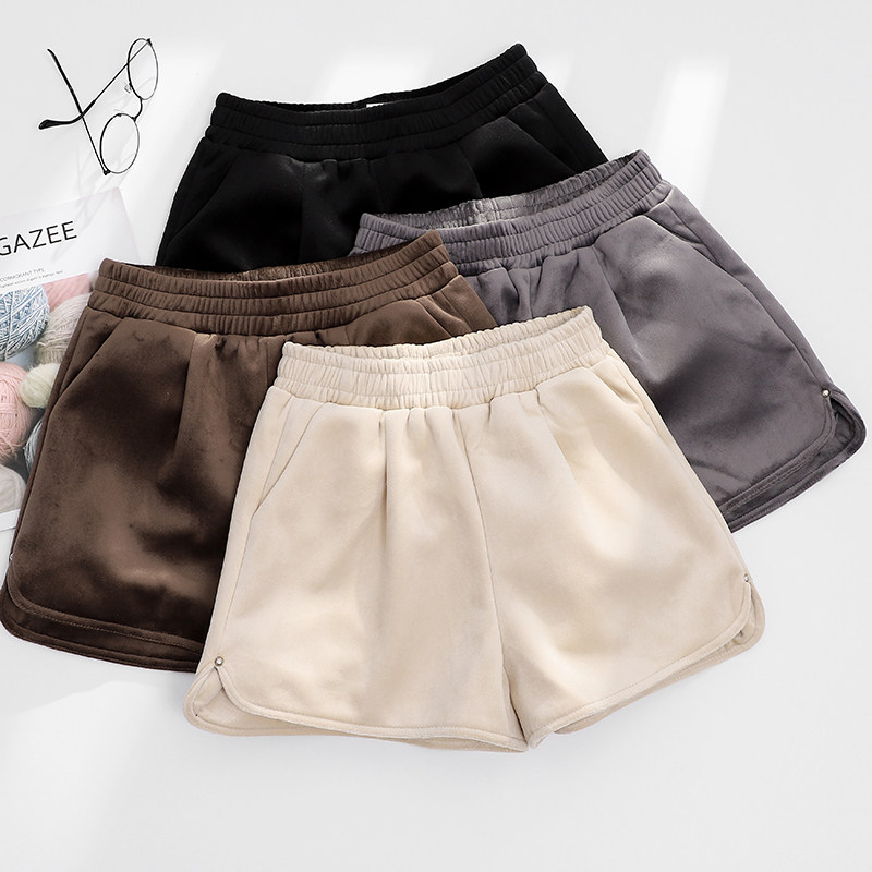 靴裤女短裤冬外穿加厚显瘦宽松百搭加绒显瘦欧洲站雪尼尔亮丝短裤,淘宝优惠券,粉丝福利购,淘宝优惠卷