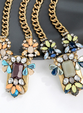 设计感水晶钻项链宴会宝石颈链