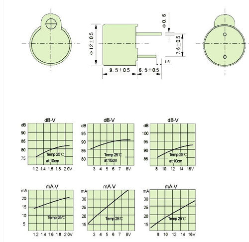 有源蜂鸣器12*9.5mm TMB 12A03V 05V 12V 12095 一体直流长声电磁 - 图2