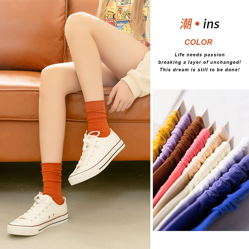 夏天丝袜半截长筒ins潮北极绒袜子 bejirog北极绒吟辰短袜/打底袜/丝袜/美腿袜