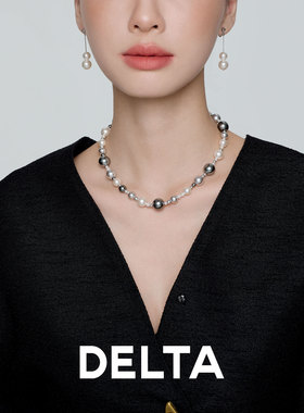 设计师原创黑白珍珠混彩项链女款