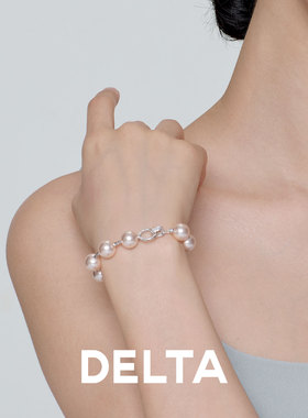 DELTA粉色珍珠纯银手链