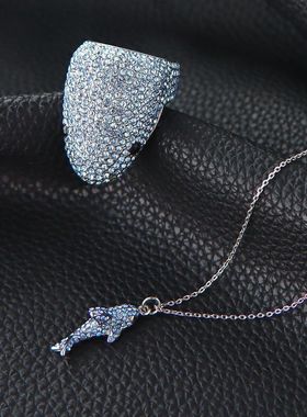 外贸饰品满钻海洋风立体鲨鱼耳钉