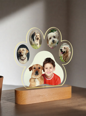 厂家直销定制小夜灯卧室床头台灯 宠物爪印刻字定制3D照片小夜灯