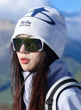 显脸小冷帽女秋冬登山帽子2026新款户外徒步穿搭川西针织帽1017e