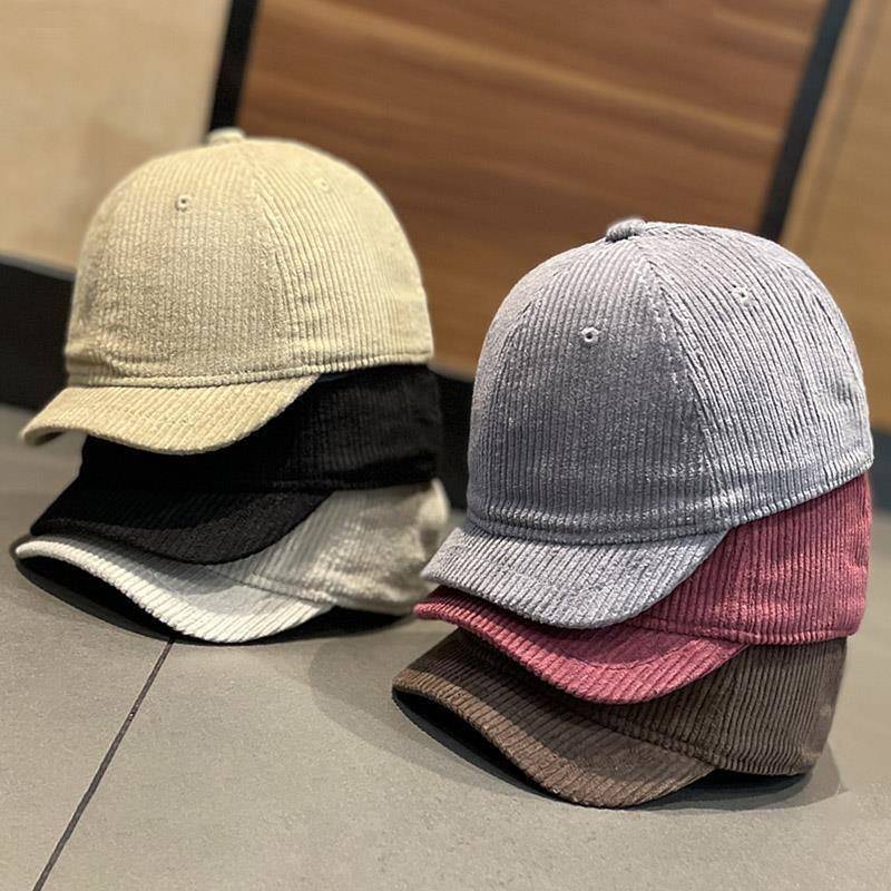 新款秋冬3cm短檐帽子男女同款棒球帽百搭条绒个性短沿帽子1109u1 - 图2