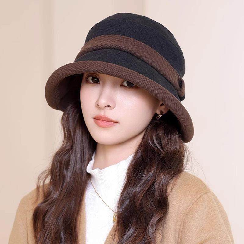 春季秋冬季加厚保暖双色拼接渔夫帽子女款逛街时尚赫本风简0122u,淘宝优惠券,粉丝福利购,淘宝优惠卷